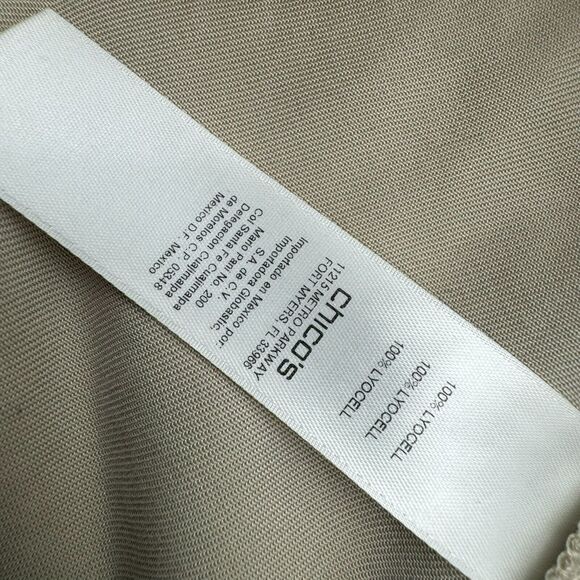 CHICO'S | 2 Large Draped Long Vest Cardigan Lightweight Tan Khaki Pockets Ruffle - Picture 9 of 12